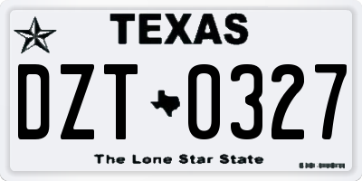 TX license plate DZT0327