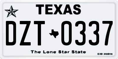 TX license plate DZT0337