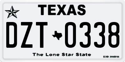 TX license plate DZT0338