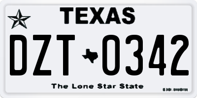 TX license plate DZT0342
