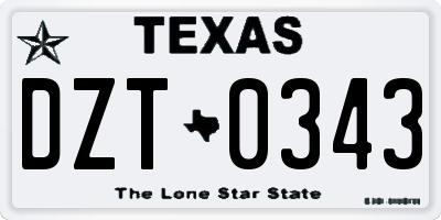 TX license plate DZT0343