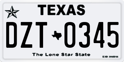 TX license plate DZT0345