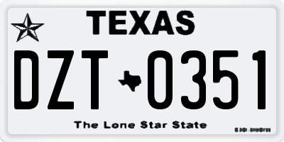 TX license plate DZT0351