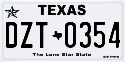 TX license plate DZT0354