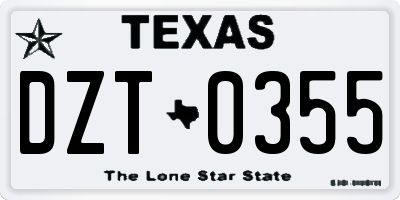 TX license plate DZT0355