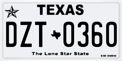 TX license plate DZT0360