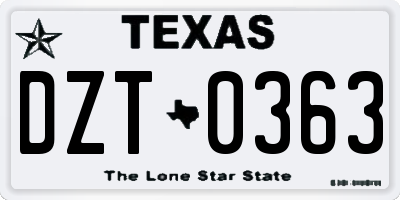 TX license plate DZT0363