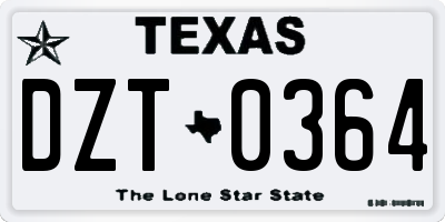 TX license plate DZT0364