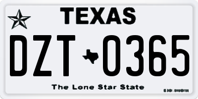 TX license plate DZT0365