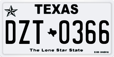 TX license plate DZT0366