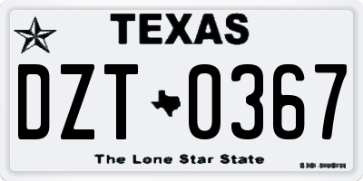 TX license plate DZT0367
