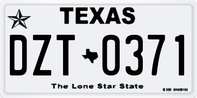 TX license plate DZT0371