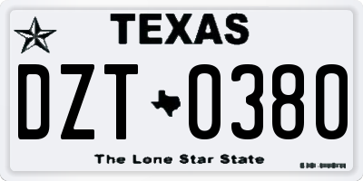 TX license plate DZT0380
