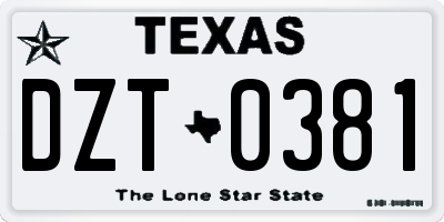 TX license plate DZT0381