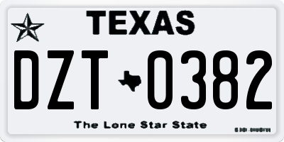 TX license plate DZT0382