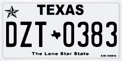 TX license plate DZT0383