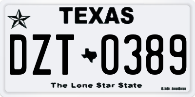 TX license plate DZT0389