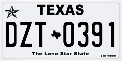 TX license plate DZT0391
