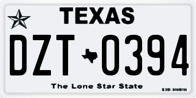 TX license plate DZT0394