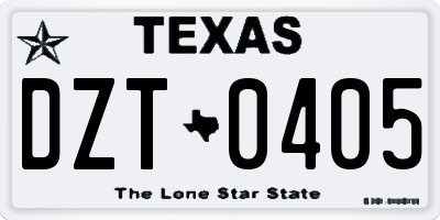 TX license plate DZT0405