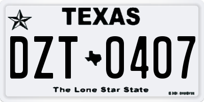 TX license plate DZT0407