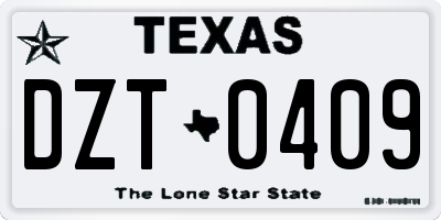 TX license plate DZT0409