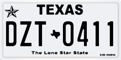 TX license plate DZT0411
