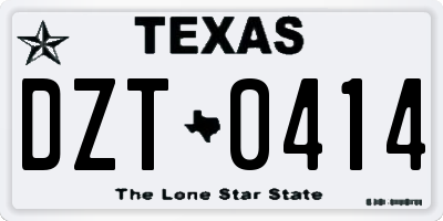 TX license plate DZT0414