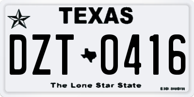 TX license plate DZT0416