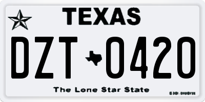 TX license plate DZT0420