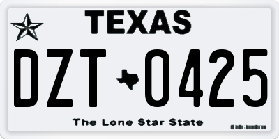 TX license plate DZT0425
