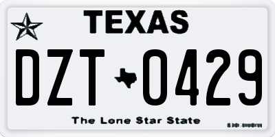 TX license plate DZT0429