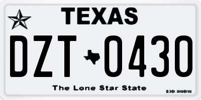 TX license plate DZT0430