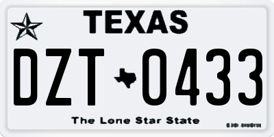 TX license plate DZT0433