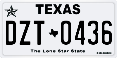 TX license plate DZT0436