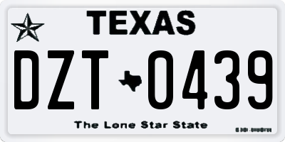 TX license plate DZT0439