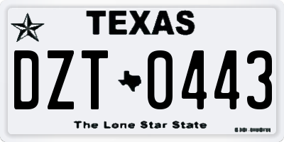 TX license plate DZT0443