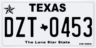 TX license plate DZT0453