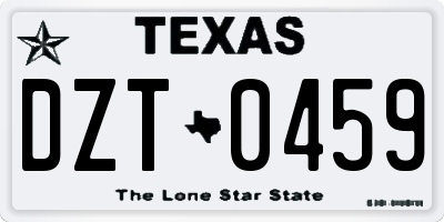 TX license plate DZT0459