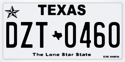 TX license plate DZT0460
