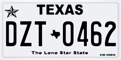 TX license plate DZT0462