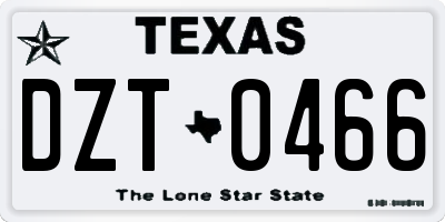 TX license plate DZT0466