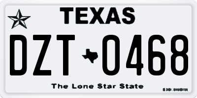 TX license plate DZT0468