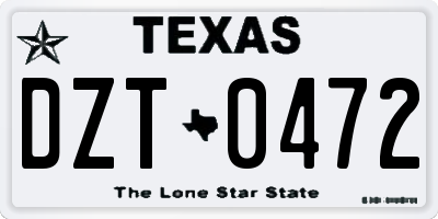 TX license plate DZT0472