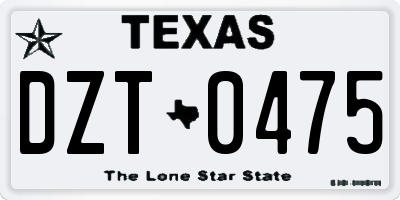 TX license plate DZT0475