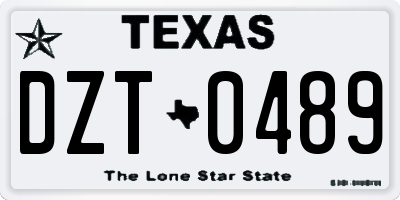 TX license plate DZT0489
