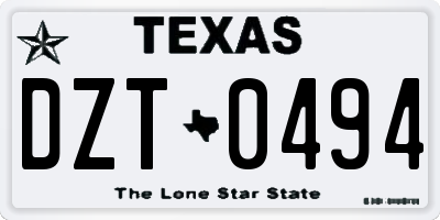 TX license plate DZT0494