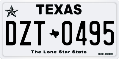 TX license plate DZT0495