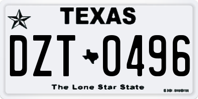 TX license plate DZT0496