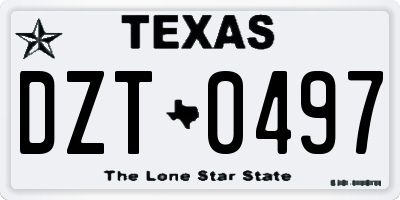 TX license plate DZT0497